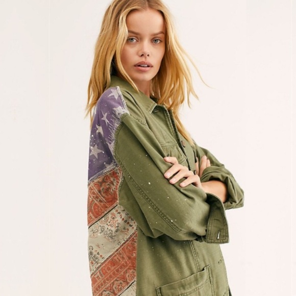 SOLD Free People Spruce Military Shirt Jacket Army - Picture 3 of 6